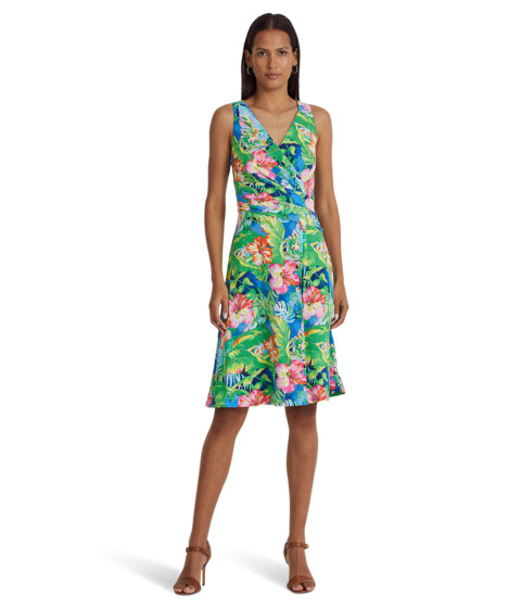 Imbracaminte Femei LAUREN Ralph Lauren Floral Jersey Sleeveless Dress GreenBlue Multi