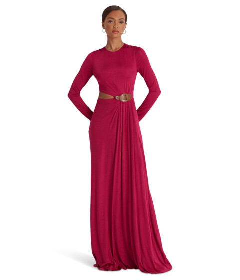 Imbracaminte Femei LAUREN Ralph Lauren Buckle-Trim Jersey Cutout Gown Fuchsia Berry