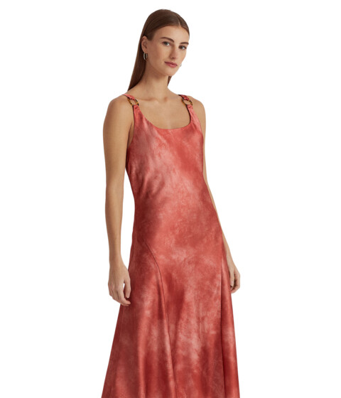 Imbracaminte Femei LAUREN Ralph Lauren Petite Tie-Dye Print Ring-Trim Satin Dress Red Sunstone Multi