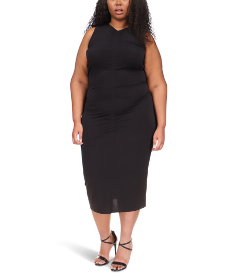 Imbracaminte Femei MICHAEL Michael Kors Plus Size Sleeveless Center Front Ruched Midi Dress Black