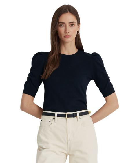 Imbracaminte Femei LAUREN Ralph Lauren Cotton-Blend Puff-Sleeve Sweater Lauren Navy