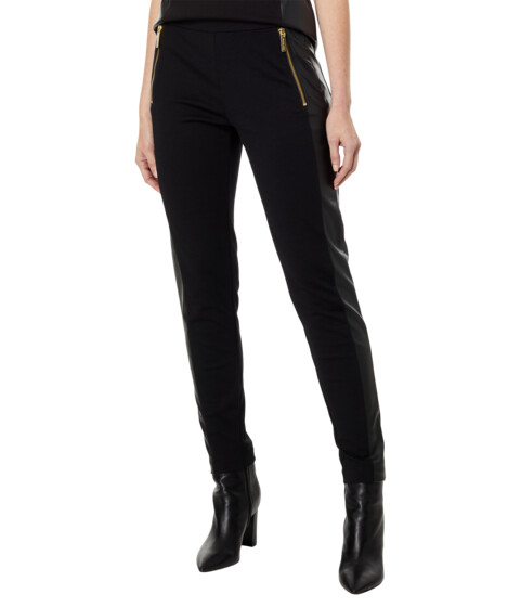 Imbracaminte Femei MICHAEL Michael Kors Zip Front Leather Leggings Black