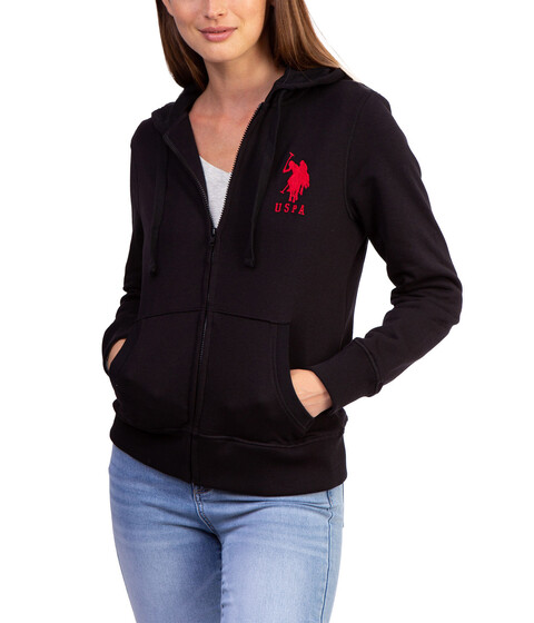 Imbracaminte Femei US Polo Assn USPA Zip-Up Fleece Hoodie Black