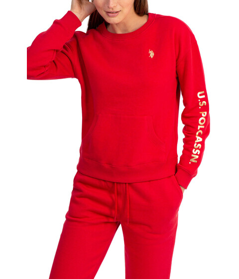 Incaltaminte Femei Diadora Heritage USPA Pullover Printed Logo with Pocket Sweatshirt Engine Red