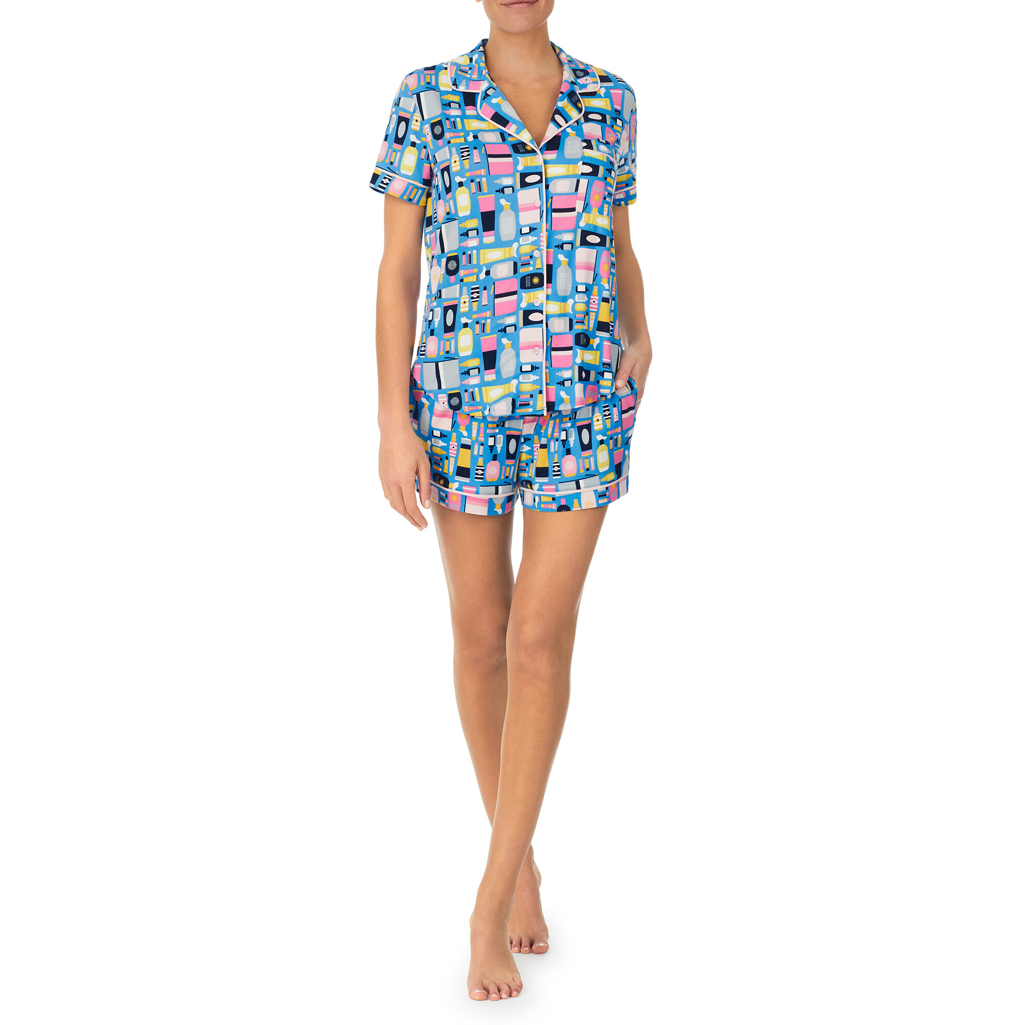 Imbracaminte Femei Kate Spade New York Brushed Jersey Short Sleeve Short PJ Set Beach Essentials