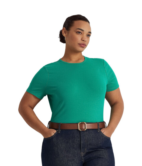 Imbracaminte Femei LAUREN Ralph Lauren Plus Size Cotton-Blend Tee Palm Leaf