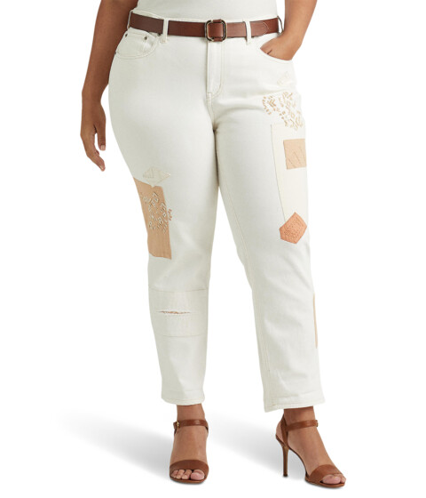 Imbracaminte Femei LAUREN Ralph Lauren Plus Size Patchwork Relaxed Tapered Ankle Jeans in Cream Wash Cream Wash