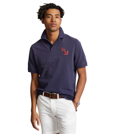 Imbracaminte Barbati Polo Ralph Lauren Classic Fit Mesh Graphic Polo Shirt Dark Cobalt