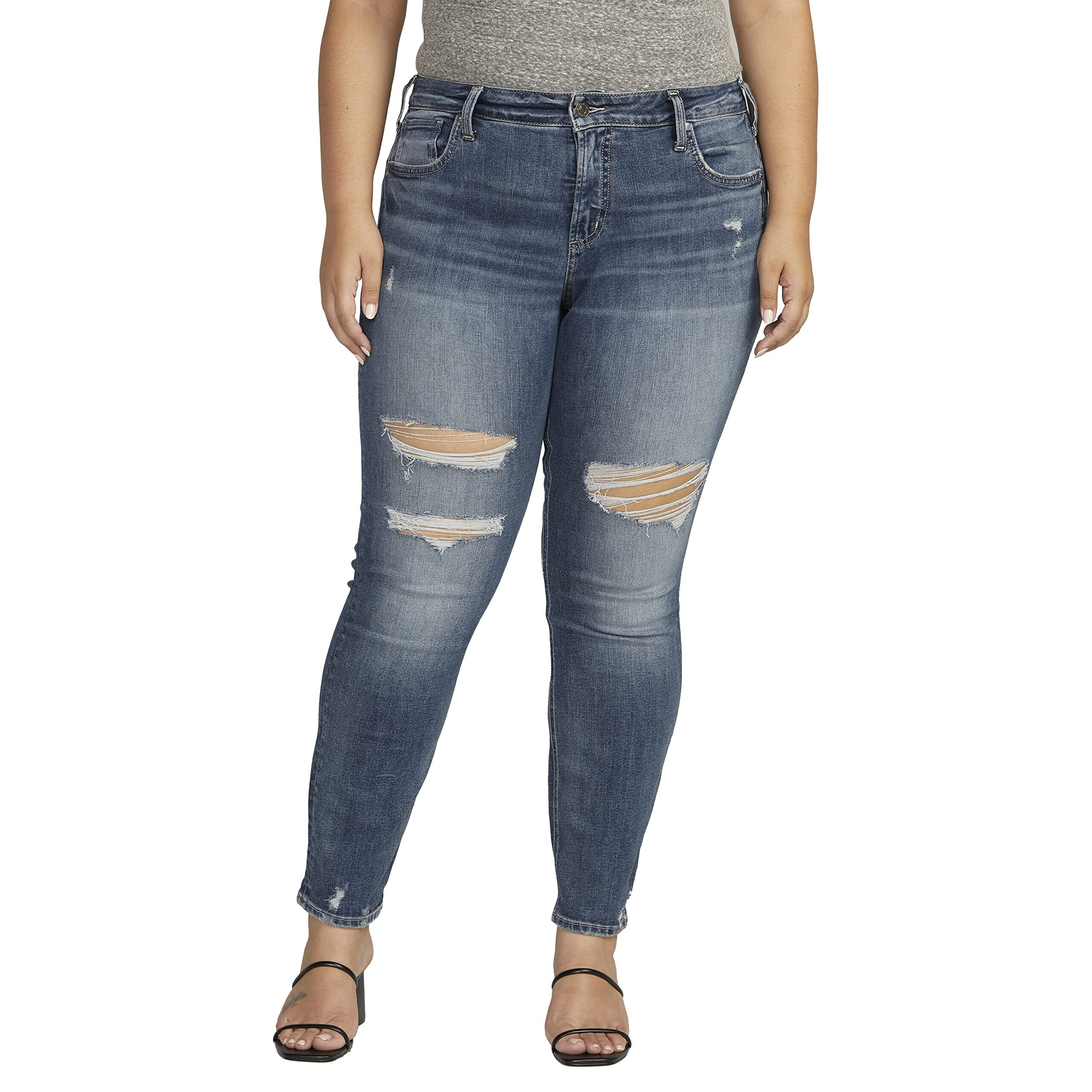 Imbracaminte Femei Silver Jeans Co Plus Size Boyfriend Mid-Rise Slim Leg Jeans W27170EPX383 Indigo