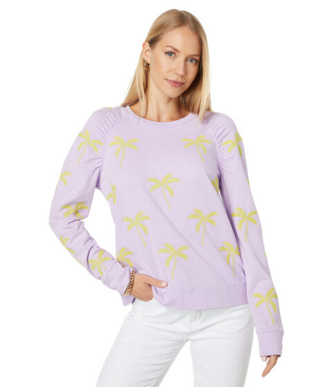 Imbracaminte Femei Lilly Pulitzer Aldean Sweatshirt Purple Iris Skinny Palm Embroidery