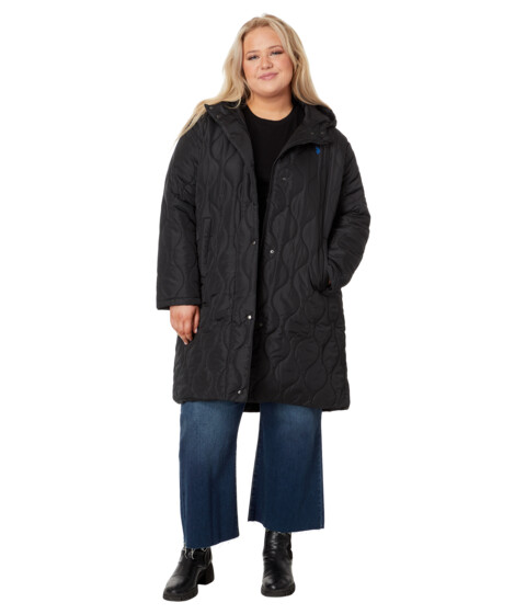 Incaltaminte Femei BCBG Girls Plus Size Long Hooded Quilted Duster Jacket Black