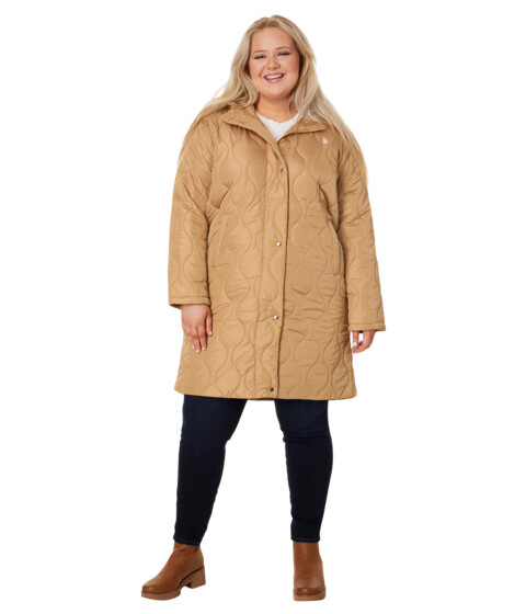Incaltaminte Femei US POLO ASSN Plus Size Long Hooded Quilted Duster Jacket Honey