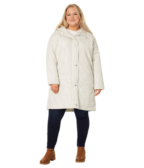 Incaltaminte Femei US POLO ASSN Plus Size Long Hooded Quilted Duster Jacket Winter Pearl