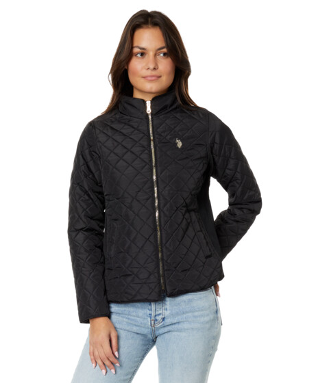 Incaltaminte Femei US POLO ASSN Quilted Moto Jacket with Cozy Faux Fur Lining And Rib Trim Black