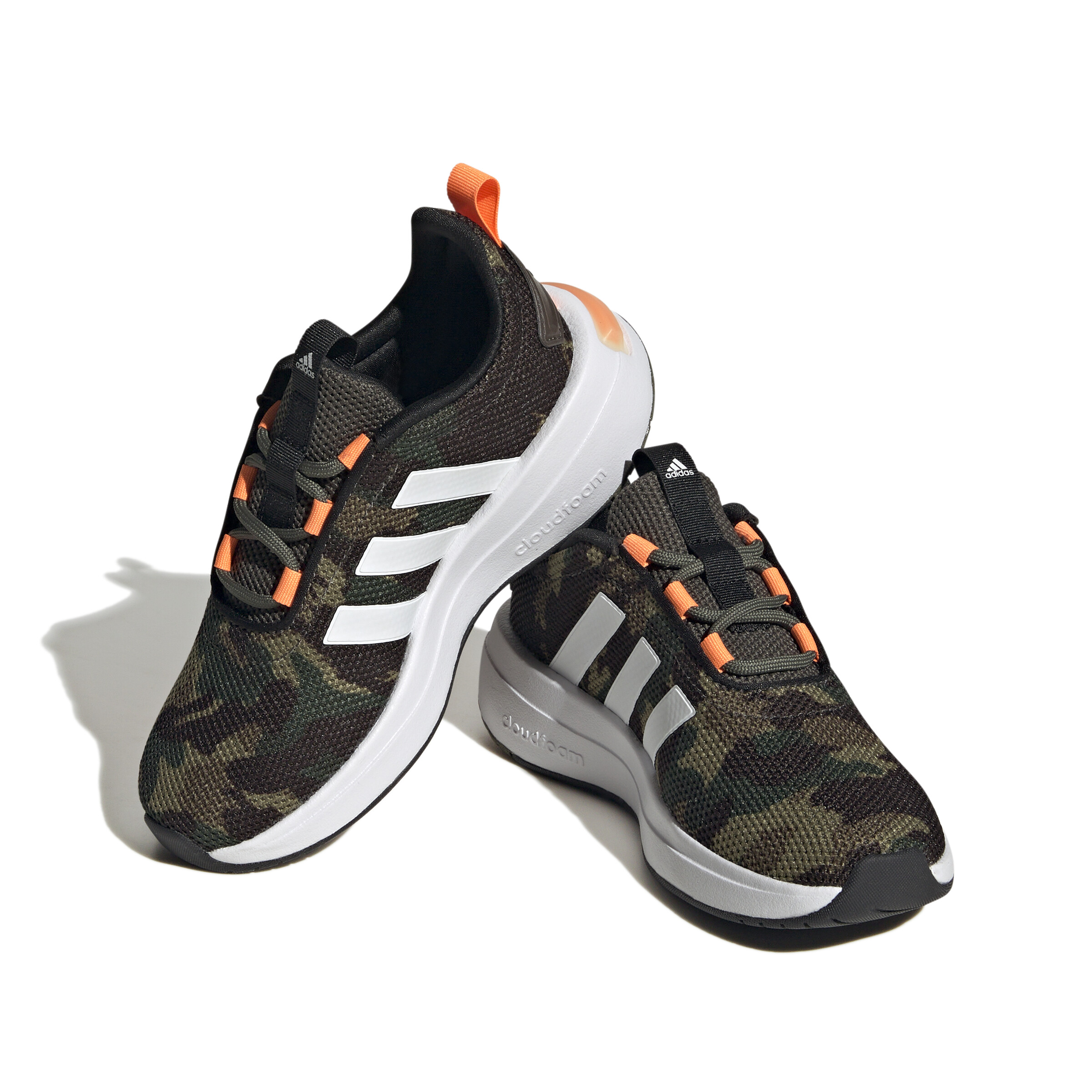 Incaltaminte Baieti adidas Kids Racer TR23 Running Shoes (Little KidBig Kid) Shadow OliveFootwear WhiteScreaming Orange