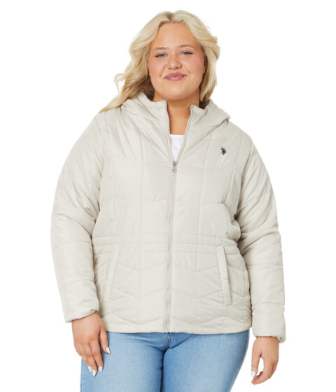 Incaltaminte Femei US POLO ASSN Plus Size Zigzag Wave Cozy Faux Fur Lining Hooded Quilted Puffer Winter Pearl