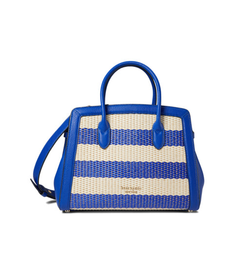 Genti Femei Kate Spade New York Knott Striped Woven Fabric Medium Satchel Classic Blue Multi