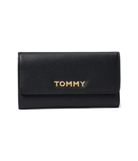 Genti Femei Tommy Hilfiger Kendall II Flap Continental Wallet Saffiano PVC Black
