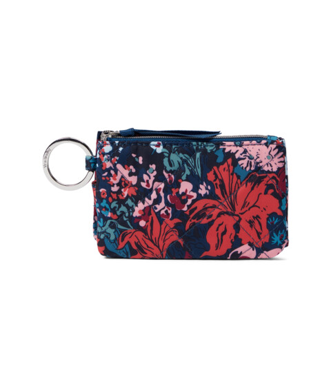 Genti Femei Vera Bradley Performance Twill Deluxe Zip ID Case Wallet with RFID Protection Cabbage Rose Cabernet