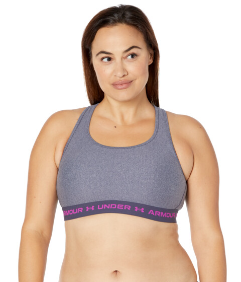 Imbracaminte Femei Under Armour Plus Size Cross-Back Mid Heather Sports Bra Aurora Purple Light HeatherTempered Steel