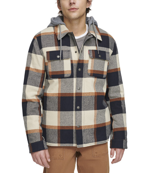 Imbracaminte Barbati Levis Washed Cotton Shirt Jacket with A Jersey Hood and Sherpa Lining Skateboard Plaid (BWP)