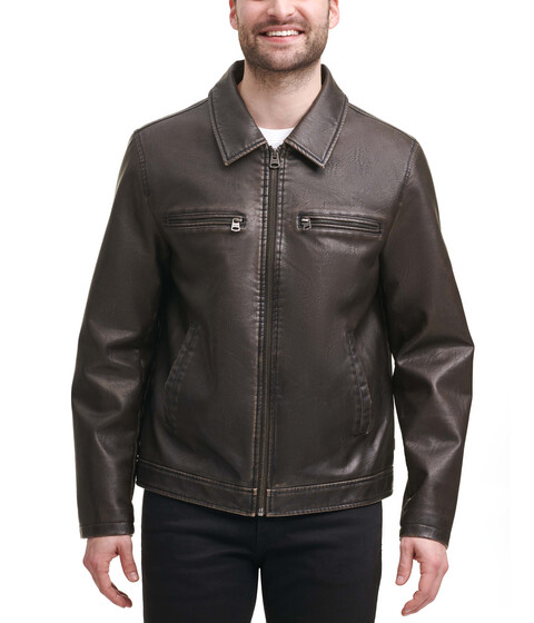 Imbracaminte Barbati Levis Faux Leather Jacket w Laydown Collar Dark Brown
