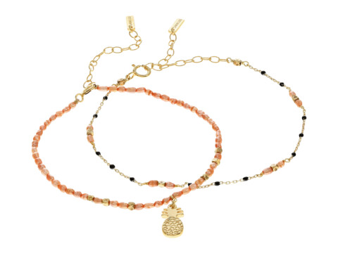 Accesorii Femei Chan Luu Two-Piece Bracelet Set with Enamel Beads and Pineapple Charm Black Mix Pineapple Charm