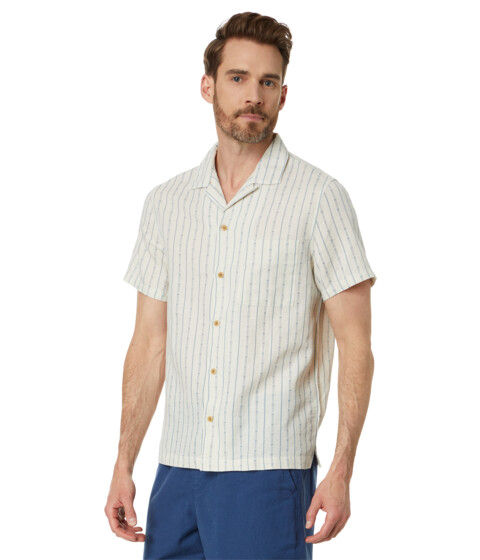 Imbracaminte Barbati Lucky Brand Stripe Linen Short Sleeve Camp Collar Shirt Natural Stripe