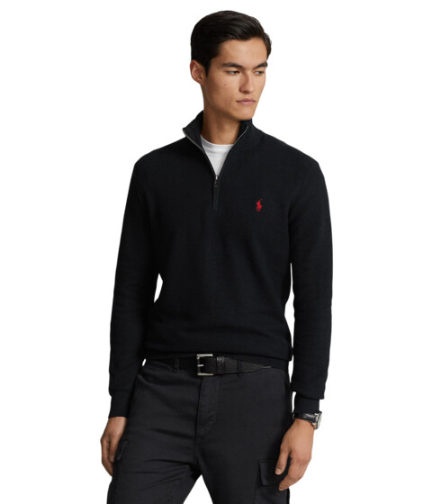Imbracaminte Barbati Polo Ralph Lauren Mesh-Knit Cotton 14 Zip Sweater Polo Black