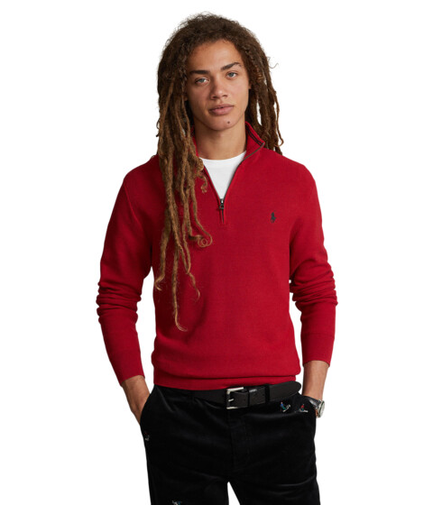 Imbracaminte Barbati Polo Ralph Lauren Mesh-Knit Cotton 14 Zip Sweater Park Ave Red