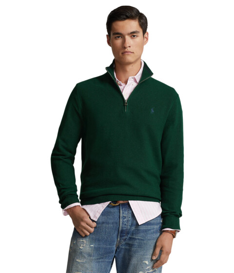 Imbracaminte Barbati Polo Ralph Lauren Mesh-Knit Cotton 14 Zip Sweater Moss Agate