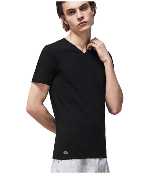 Imbracaminte Barbati Lacoste 3-Pack V-Neck Slim Fit Essential T-Shirt Black