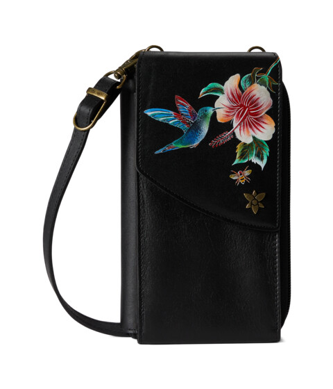 Genti Femei Anuschka Handbags Crossbody Phone Case 1173 Hummingbird Black