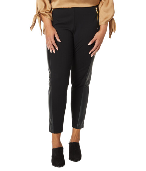 Imbracaminte Femei MICHAEL Michael Kors Plus Size Zip Front Leather Leggings Black