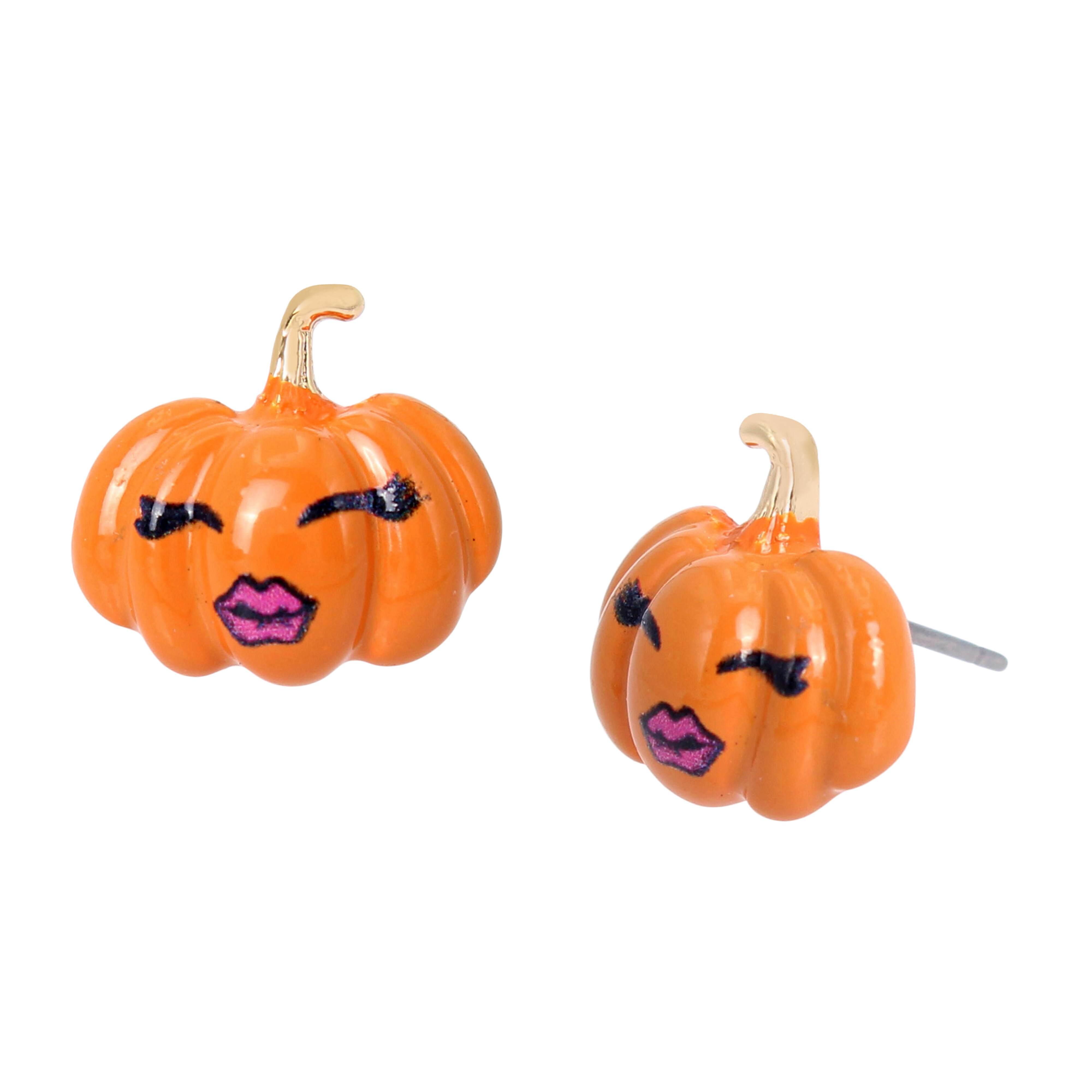 Bijuterii Femei Betsey Johnson Pumpkin Face Stud Earrings OrangeGold
