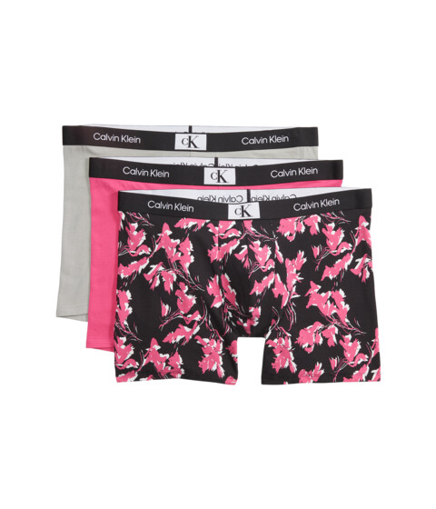 Imbracaminte Barbati Calvin Klein Underwear 1996 Cotton Boxer Brief 3-Pack Ripple FloralFuchsia RoseFuchsia RoseAuthentic Grey