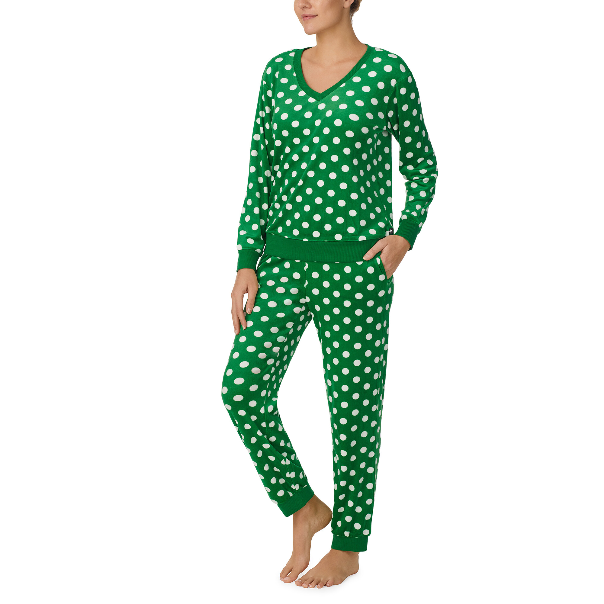 Imbracaminte Femei Kate Spade New York Stretch Velour Long Sleeve Joggers Set Pine Green Dot