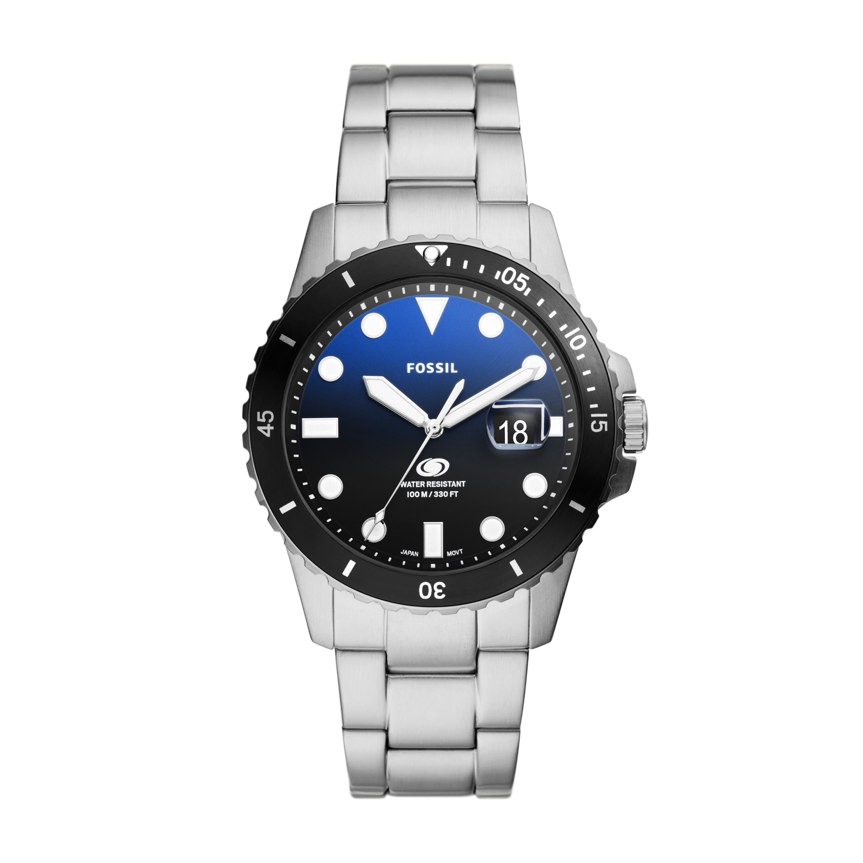 Ceasuri Barbati Fossil Fossil Blue Dive Three-Hand Date Stainless Steel Watch - FS6038 Silver