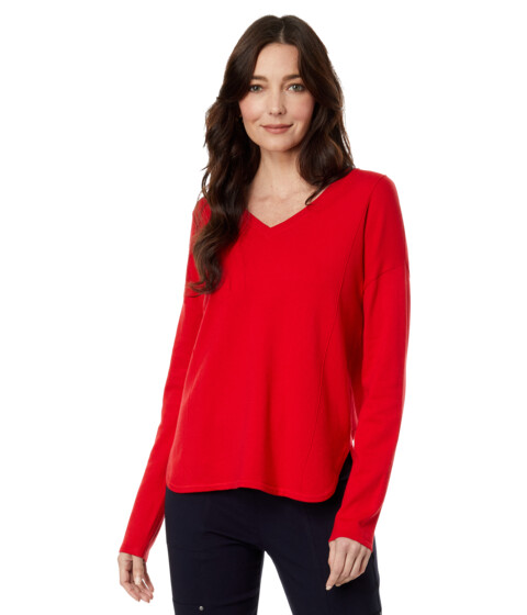 Imbracaminte Femei Elliott Lauren Modal Knit V-Neck Sweater w Curved Hem Red