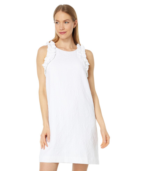 Imbracaminte Femei Lilly Pulitzer Kailee Stretch Ruffle Shift Dress Resort White Caliente Pucker Jacquard