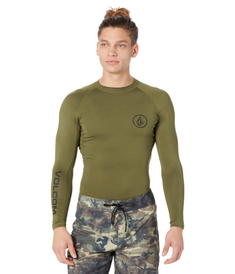 Imbracaminte Barbati Volcom Lido Solid Regular Fit Long Sleeve Rashguard Military 2