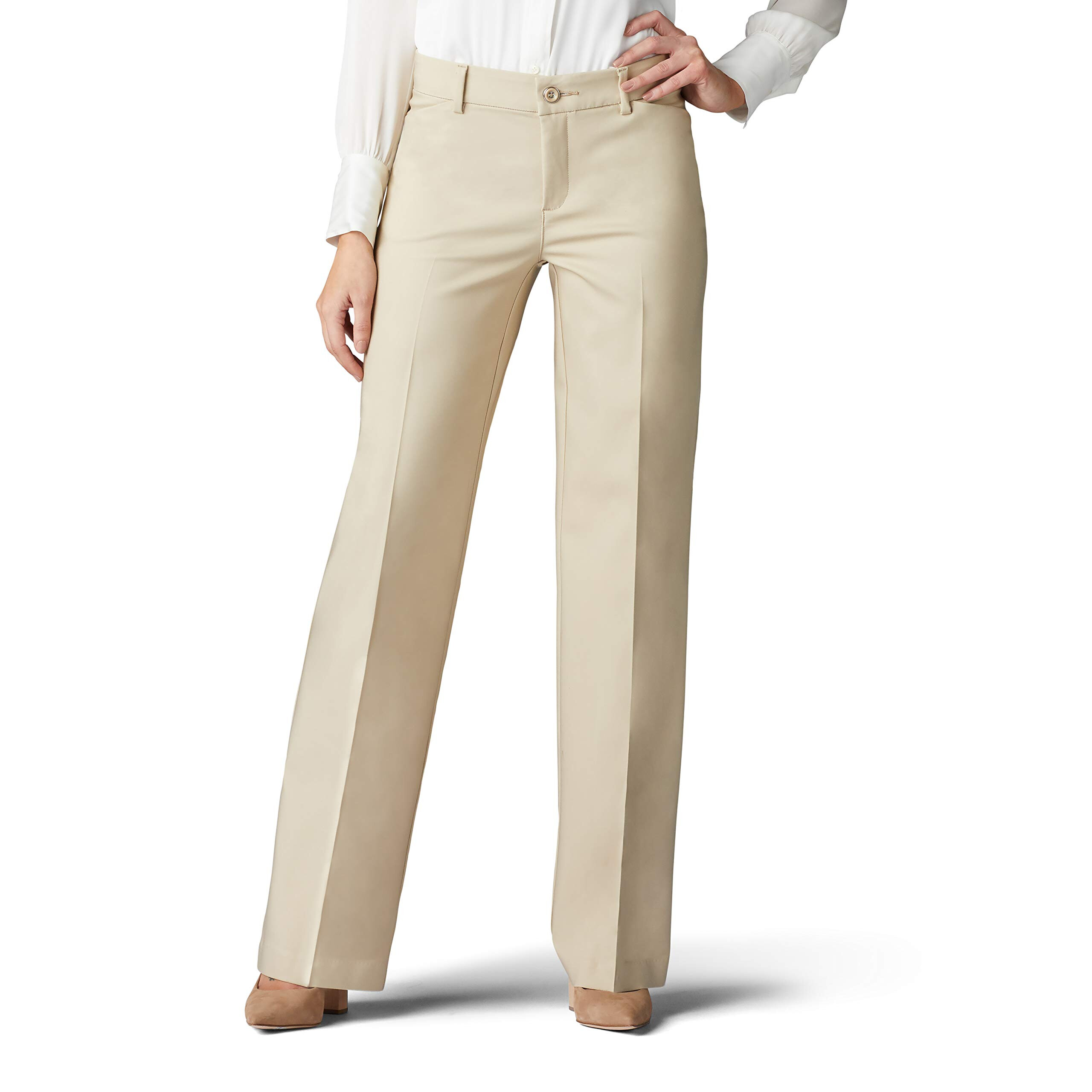 Imbracaminte Femei Lee Flex Motion Regular Fit Trouser Pants Mid-Rise Bungalow Khaki