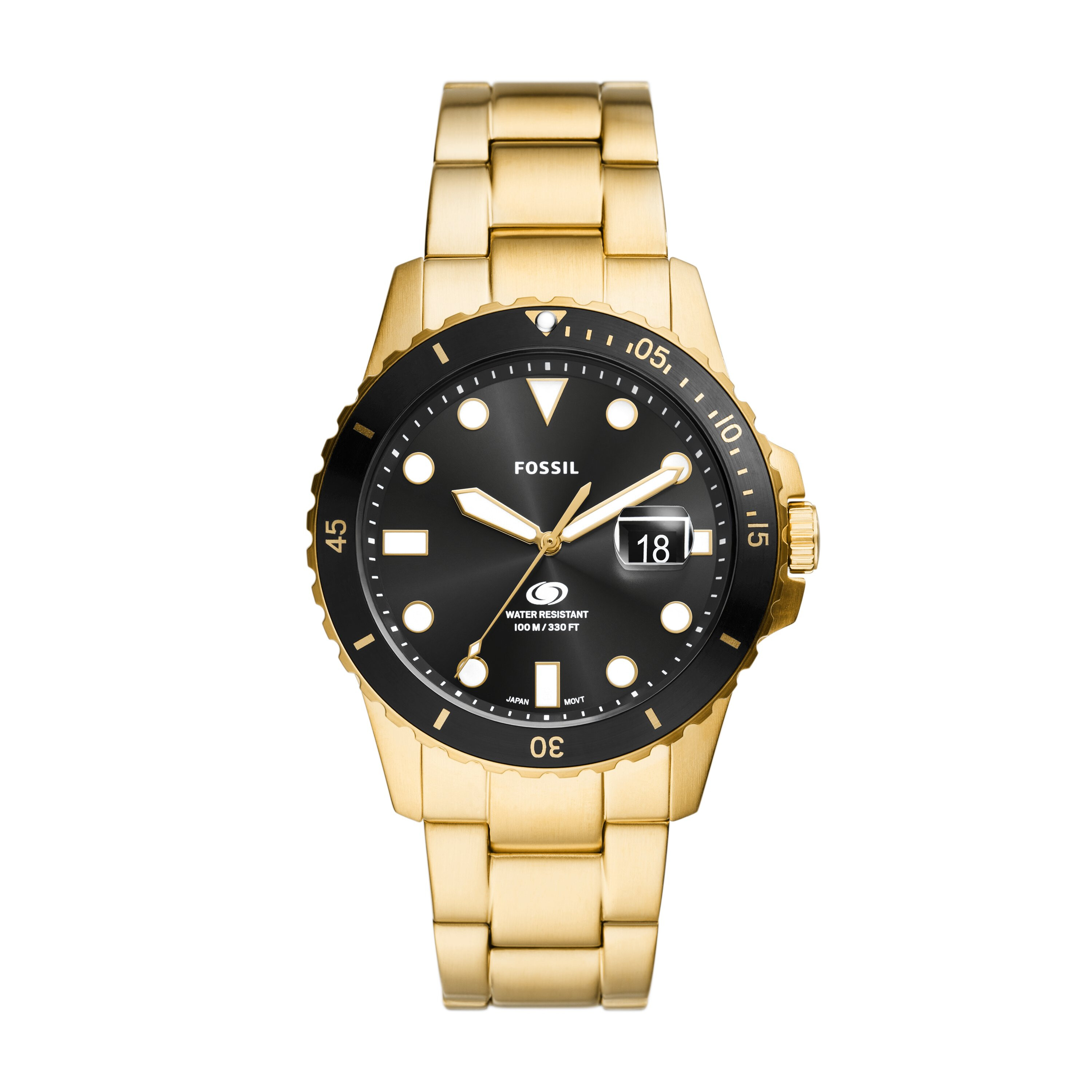 Ceasuri Barbati Fossil Fossil Blue Dive Three-Hand Date Gold-Tone Stainless Steel Watch - FS6035 Gold
