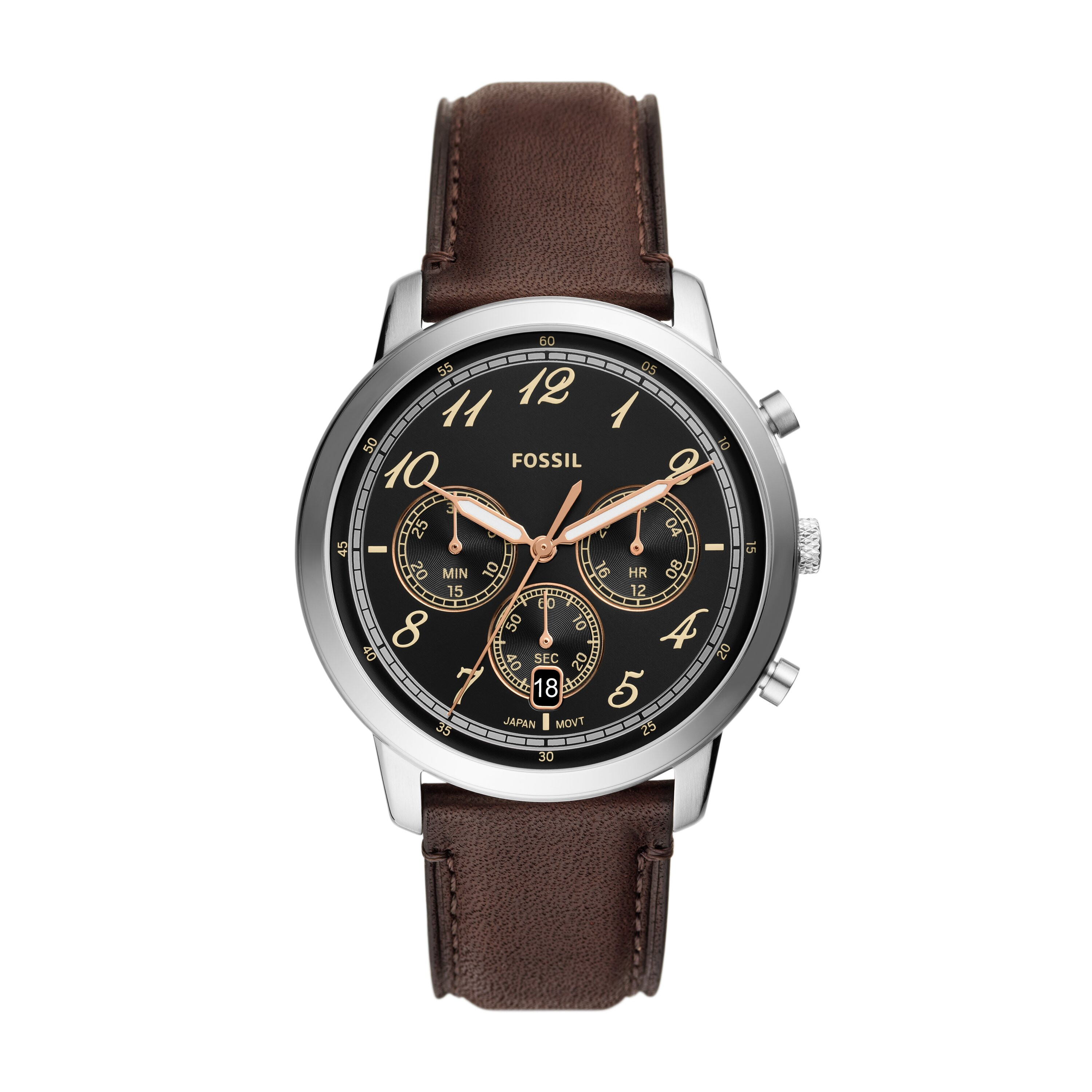 Ceasuri Femei Fossil Neutra Chronograph Brown Leather Watch - FS6024 Silver