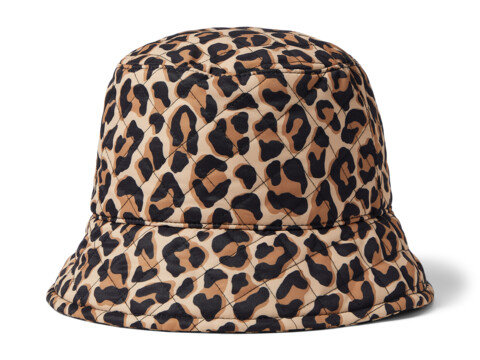 Accesorii Femei Kate Spade New York Lovely Leopard Quilted Nylon Bucket Hat Roasted Cashew