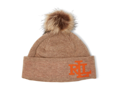 Accesorii Femei LAUREN Ralph Lauren Logo Cuff Hat with Pom CamelOrange