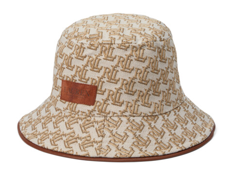 Accesorii Femei LAUREN Ralph Lauren Monogram Bucket Hat with Leat Khaki