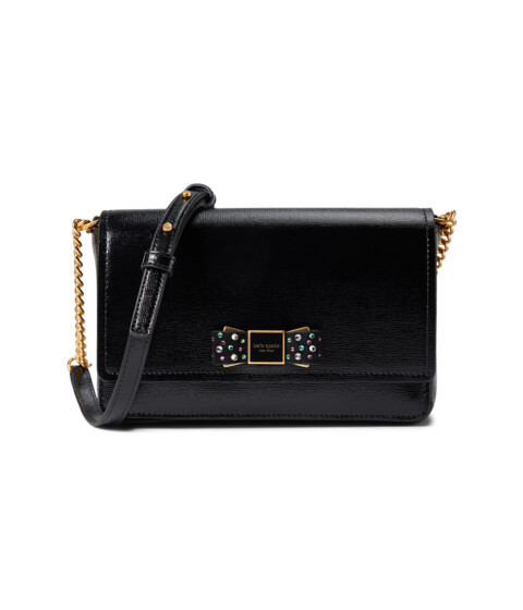 Genti Femei Kate Spade New York Morgan Bow Bedazzled Bow Patent Leather Flap Chain Wallet Black