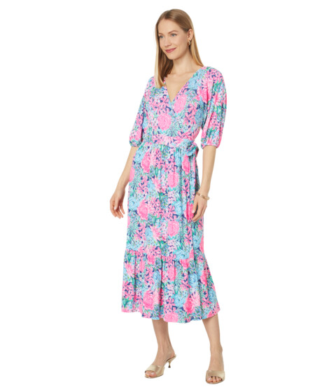 Imbracaminte Femei Lilly Pulitzer Brantley Midi Wrap Dress Oyster Bay Navy Always Be Blooming