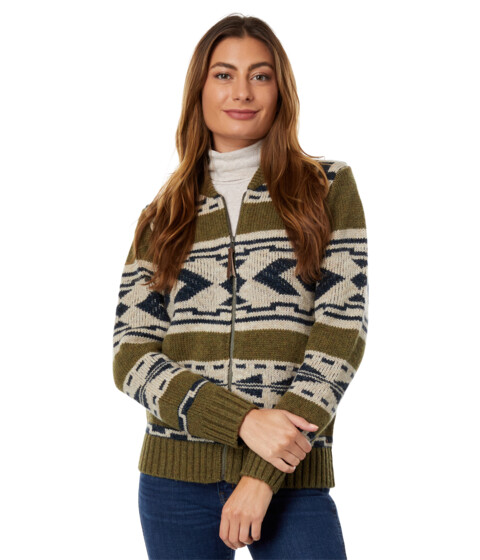 Imbracaminte Femei Pendleton Graphic Shetland Zip Sweater Green Moss Multi